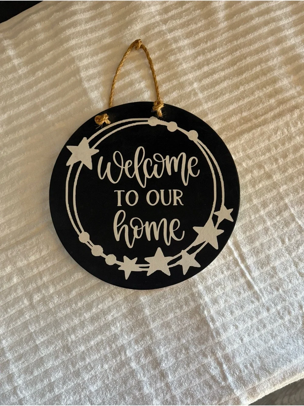 Welcome to Our Home Round Wall Sign - Black